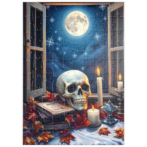 MyPuzzle Mystisches Stillleben mit Totenkopf, Kerzen und Vollmond - Premium 100 Teile Puzzle - MyPuzzle Sonderkollektion von Puzzle Galaxy von MyPuzzle.com
