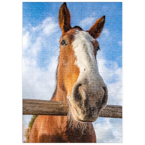 MyPuzzle Nahaufnahme eines Clydesdale-Pferdes vor blauem Himmel - Premium 200 Teile Puzzle - MyPuzzle Sonderkollektion von Puzzle Galaxy von MyPuzzle.com