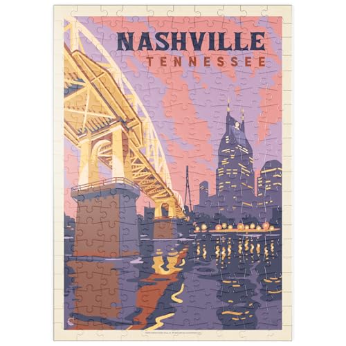 MyPuzzle Nashville, TN: Riverfront Evening, Vintage Poster - Premium 200 Teile Puzzle - MyPuzzle Sonderkollektion von Anderson Design Group von MyPuzzle.com