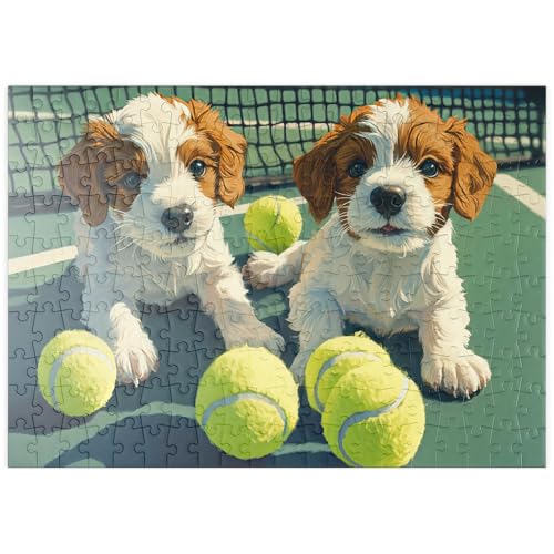 MyPuzzle Niedliche Welpen mit Tennisbällen auf dem Platz - Premium 200 Teile Puzzle - MyPuzzle Sonderkollektion von Puzzle Galaxy MyPuzzle Niedliche Welpen mit Tennisbällen auf dem Platz - Premium 200 Teile Puzzle - MyPuzzle Sonderkollektion von Puzzle Galaxy von MyPuzzle.com