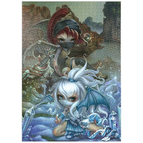 MyPuzzle Ninja-Drachenbabys III - Jasmine Becket-Griffith - Premium 1000 Teile Puzzle - MyPuzzle Sonderkollektion von Tate & Co Puzzles von MyPuzzle.com