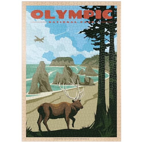 MyPuzzle Olympic National Park - Wapiti at Ruby Beach, Vintage Travel Poster - Premium 1000 Teile Puzzle - MyPuzzle Sonderkollektion von Havana Puzzle Company MyPuzzle Olympic National Park - Wapiti at Ruby Beach, Vintage Travel Poster - Premium 1000 Teile Puzzle - MyPuzzle Sonderkollektion von Havana Puzzle Company von MyPuzzle.com