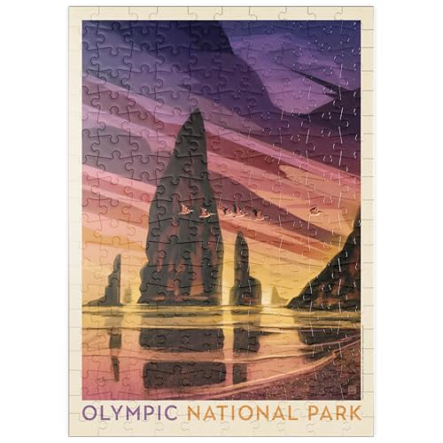 MyPuzzle Olympic National Park: Pelikan-Sonnenuntergang, Vintage Poster - Premium 200 Teile Puzzle - MyPuzzle Sonderkollektion von Anderson Design Group von MyPuzzle.com