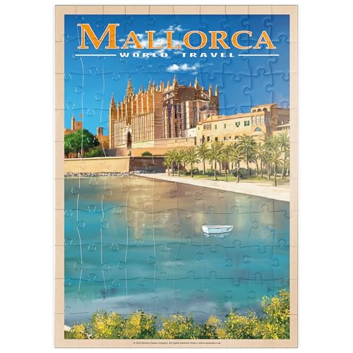 MyPuzzle Palma de Mallorca, Spanien - Die Bezaubernde Kathedrale Santa Maria am Meer, Vintage Travel Poster - Premium 100 Teile Puzzle - MyPuzzle Sonderkollektion von Havana Puzzle Company von MyPuzzle.com
