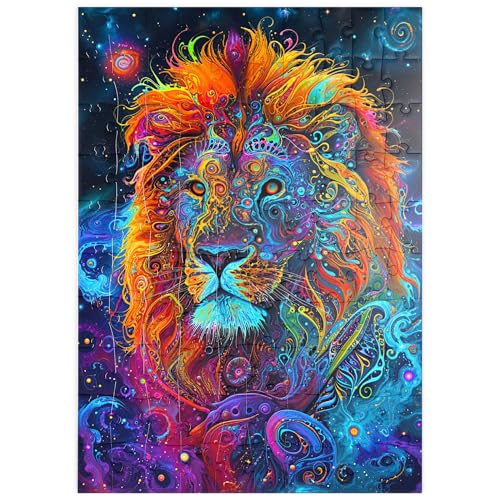 MyPuzzle Psychedelische Löwen-Illustration – Farbenprächtige galaktische Kunst - Premium 100 Teile Puzzle - MyPuzzle Sonderkollektion von Puzzle Galaxy von MyPuzzle.com