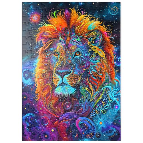 MyPuzzle Psychedelische Löwen-Illustration – Farbenprächtige galaktische Kunst - Premium 200 Teile Puzzle - MyPuzzle Sonderkollektion von Puzzle Galaxy von MyPuzzle.com