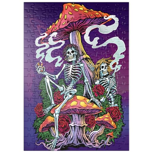 MyPuzzle Psychedelische Skelette mit Pilzen und Rosen - Premium 200 Teile Puzzle - MyPuzzle Sonderkollektion von Puzzle Galaxy von MyPuzzle.com