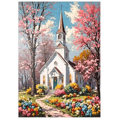 MyPuzzle Romantische Landkirche im Frühling – Blühende Gartenidylle - Premium 200 Teile Puzzle - MyPuzzle Sonderkollektion von Puzzle Galaxy MyPuzzle Romantische Landkirche im Frühling – Blühende Gartenidylle - Premium 200 Teile Puzzle - MyPuzzle Sonderkollektion von Puzzle Galaxy von MyPuzzle.com