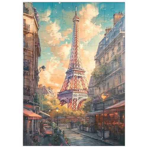 MyPuzzle Romantische Paris-Illustration – Eiffelturm im warmen Abendlicht - Premium 100 Teile Puzzle - MyPuzzle Sonderkollektion von Puzzle Galaxy von MyPuzzle.com