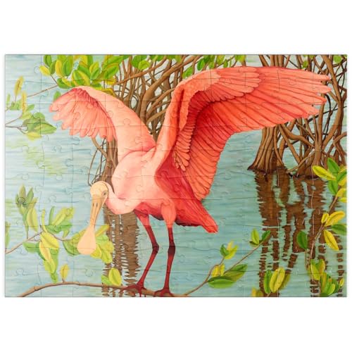 MyPuzzle Rosalöffler im Mangrovenhabitat - Premium 100 Teile Puzzle - MyPuzzle Sonderkollektion von Puzzle Galaxy von MyPuzzle.com