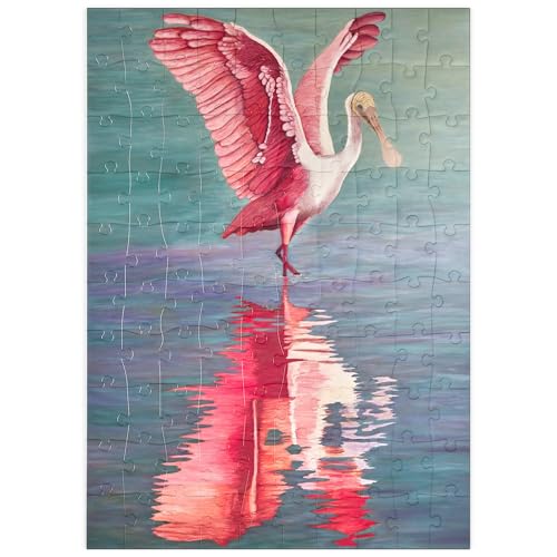 MyPuzzle Rosalöffler mit reflektierendem Wasser - Premium 100 Teile Puzzle - MyPuzzle Sonderkollektion von Puzzle Galaxy von MyPuzzle.com