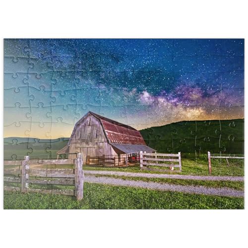 MyPuzzle Rustikale Scheune unter der Milchstraße - Premium 100 Teile Puzzle - MyPuzzle Sonderkollektion von Puzzle Galaxy von MyPuzzle.com