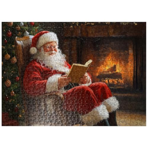 MyPuzzle Santa Claus Relaxing by Fireplace - Premium 500 Teile Puzzle für Erwachsene von MyPuzzle.com