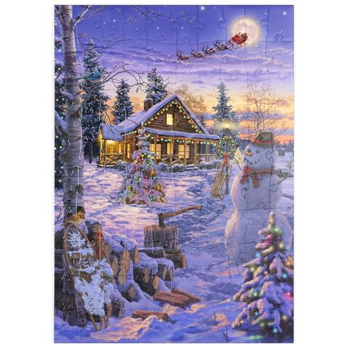 MyPuzzle Schneemann begrüßt den Weihnachtsmann - Premium 100 Teile Puzzle - MyPuzzle Sonderkollektion von Puzzle Galaxy von MyPuzzle.com