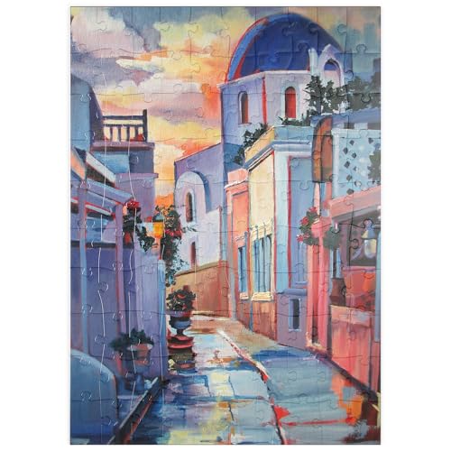MyPuzzle Sonnenuntergangsallee in Santorin - Premium 100 Teile Puzzle - MyPuzzle Sonderkollektion von Puzzle Galaxy von MyPuzzle.com
