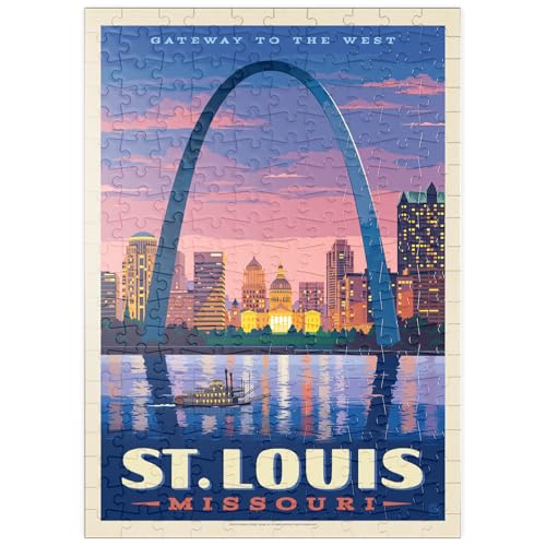 MyPuzzle St. Louis, MO: Gateway Arch bei Sonnenuntergang, Vintage Poster - Premium 200 Teile Puzzle - MyPuzzle Sonderkollektion von Anderson Design Group von MyPuzzle.com