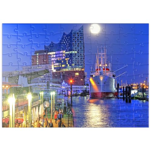 MyPuzzle St.-Pauli-Landungsbrücken mit Elbphilharmonie in der HafenCity, Hamburg - Premium 100 Teile Puzzle - MyPuzzle Sonderkollektion von Puzzle Galaxy von MyPuzzle.com