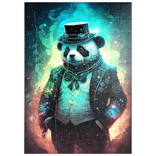 MyPuzzle Steampunk Panda - Fantasy Digital Art mit Glüheffekten - Premium 100 Teile Puzzle - MyPuzzle Sonderkollektion von Puzzle Galaxy von MyPuzzle.com