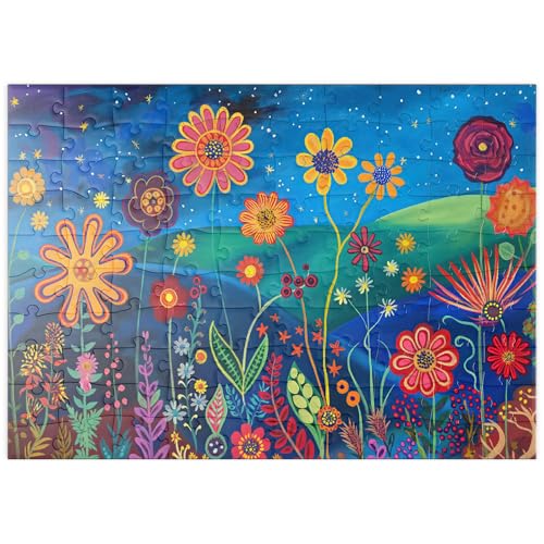MyPuzzle Sternennacht Blumenwiese - Premium 100 Teile Puzzle - MyPuzzle Sonderkollektion von Puzzle Galaxy von MyPuzzle.com