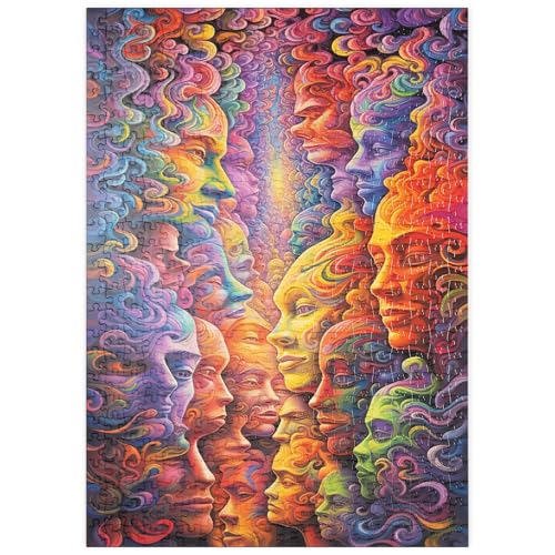MyPuzzle Surreale Gesichter in einem lebendigen abstrakten Fluss - Premium 500 Teile Puzzle - MyPuzzle Sonderkollektion von Puzzle Galaxy von MyPuzzle.com