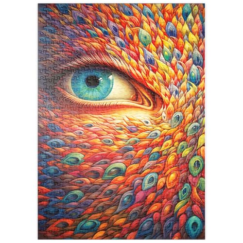 MyPuzzle Surreales Auge mit lebendigen, federähnlichen Mustern - Premium 500 Teile Puzzle - MyPuzzle Sonderkollektion von Puzzle Galaxy von MyPuzzle.com