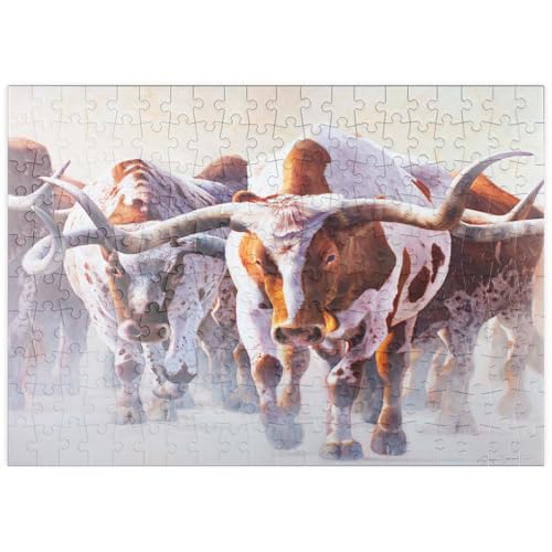 MyPuzzle Texas Longhorn Rinder in Bewegung - Premium 200 Teile Puzzle - MyPuzzle Sonderkollektion von Puzzle Galaxy von MyPuzzle.com