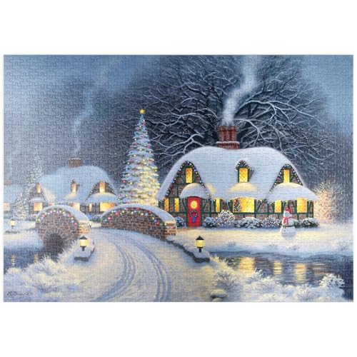 MyPuzzle Verschneites Weihnachtsdorf mit Hütten - Premium 1000 Teile Puzzle - MyPuzzle Sonderkollektion von Puzzle Galaxy von MyPuzzle.com