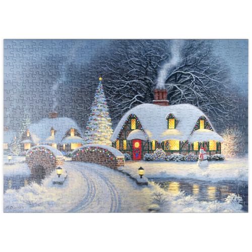 MyPuzzle Verschneites Weihnachtsdorf mit Hütten - Premium 500 Teile Puzzle - MyPuzzle Sonderkollektion von Puzzle Galaxy von MyPuzzle.com