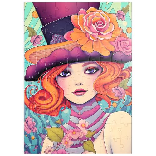 MyPuzzle Verspielte Rothaarige mit Blumenhut - Premium 100 Teile Puzzle - MyPuzzle Sonderkollektion von Puzzle Galaxy von MyPuzzle.com