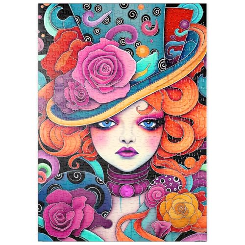 MyPuzzle Verspielte Rothaarige mit rosafarbenem Hut - Premium 500 Teile Puzzle - MyPuzzle Sonderkollektion von Puzzle Galaxy von MyPuzzle.com