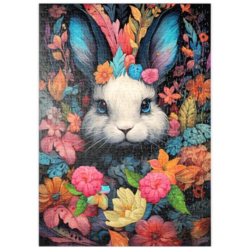 MyPuzzle Verspielter Hase im Blumenwunderland - Premium 500 Teile Puzzle - MyPuzzle Sonderkollektion von Puzzle Galaxy von MyPuzzle.com