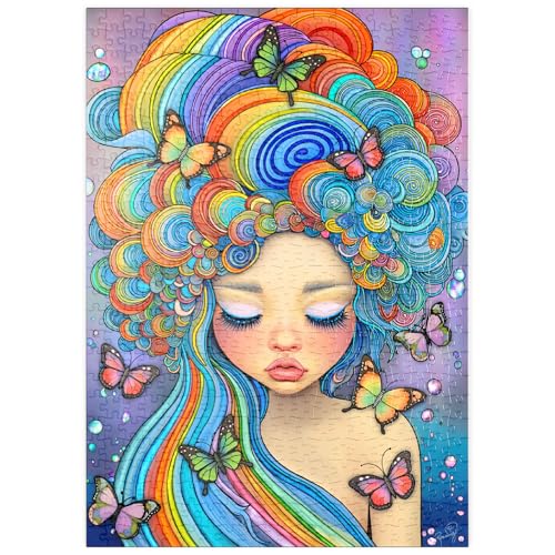 MyPuzzle Verträumtes Mädchen mit Regenbogenhaaren und Schmetterlingen - Premium 500 Teile Puzzle - MyPuzzle Sonderkollektion von Puzzle Galaxy MyPuzzle Verträumtes Mädchen mit Regenbogenhaaren und Schmetterlingen - Premium 500 Teile Puzzle - MyPuzzle Sonderkollektion von Puzzle Galaxy von MyPuzzle.com