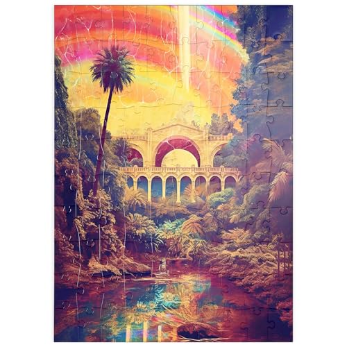 MyPuzzle Verzauberte Dschungelbrücke mit strahlendem Regenbogenhimmel - Premium 100 Teile Puzzle - MyPuzzle Sonderkollektion von Puzzle Galaxy von MyPuzzle.com