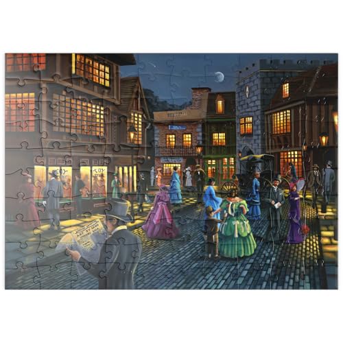 MyPuzzle Viktorianische Straßenszene bei Mondschein - Premium 100 Teile Puzzle - MyPuzzle Sonderkollektion von Puzzle Galaxy von MyPuzzle.com