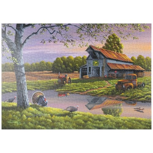 MyPuzzle Vintage-Bauernhof bei Sonnenuntergang mit Truthähnen - Premium 1000 Teile Puzzle - MyPuzzle Sonderkollektion von Puzzle Galaxy von MyPuzzle.com