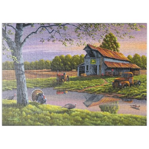 MyPuzzle Vintage-Bauernhof bei Sonnenuntergang mit Truthähnen - Premium 500 Teile Puzzle - MyPuzzle Sonderkollektion von Puzzle Galaxy von MyPuzzle.com