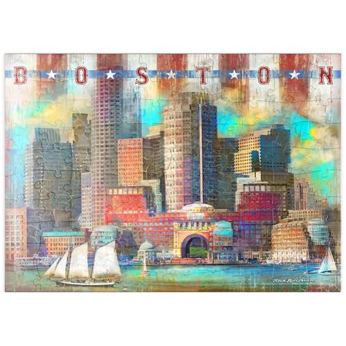 MyPuzzle Vintage Boston Harbor Skyline - Patriotische Retro-Stadt Kunst - Premium 100 Teile Puzzle - MyPuzzle Sonderkollektion von Puzzle Galaxy MyPuzzle Vintage Boston Harbor Skyline - Patriotische Retro-Stadt Kunst - Premium 100 Teile Puzzle - MyPuzzle Sonderkollektion von Puzzle Galaxy von MyPuzzle.com
