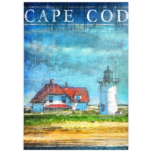 MyPuzzle Vintage Cape Cod Leuchtturm - Küsten Retro Reise Kunst - Premium 100 Teile Puzzle - MyPuzzle Sonderkollektion von Puzzle Galaxy MyPuzzle Vintage Cape Cod Leuchtturm - Küsten Retro Reise Kunst - Premium 100 Teile Puzzle - MyPuzzle Sonderkollektion von Puzzle Galaxy von MyPuzzle.com