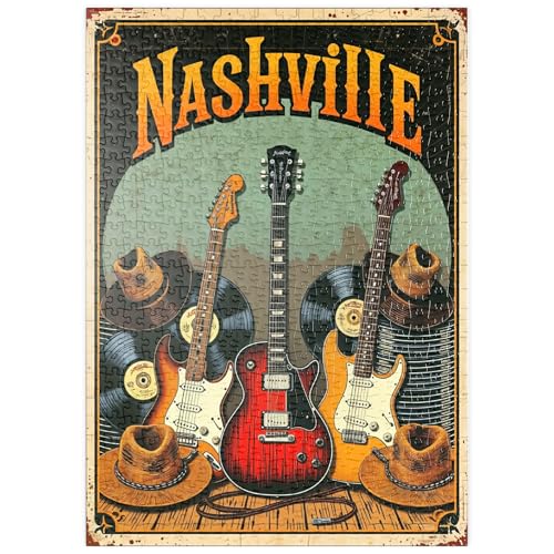 MyPuzzle Vintage Nashville-Musikposter – Gitarren, Schallplatten & Westernhüte - Premium 500 Teile Puzzle - MyPuzzle Sonderkollektion von Puzzle Galaxy MyPuzzle Vintage Nashville-Musikposter – Gitarren, Schallplatten & Westernhüte - Premium 500 Teile Puzzle - MyPuzzle Sonderkollektion von Puzzle Galaxy von MyPuzzle.com