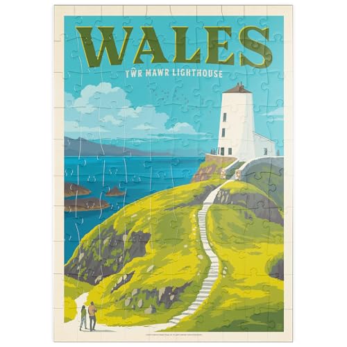 MyPuzzle Wales: Tŵr MAWR Leuchtturm, Vintage Poster - Premium 100 Teile Puzzle - MyPuzzle Sonderkollektion von Anderson Design Group von MyPuzzle.com