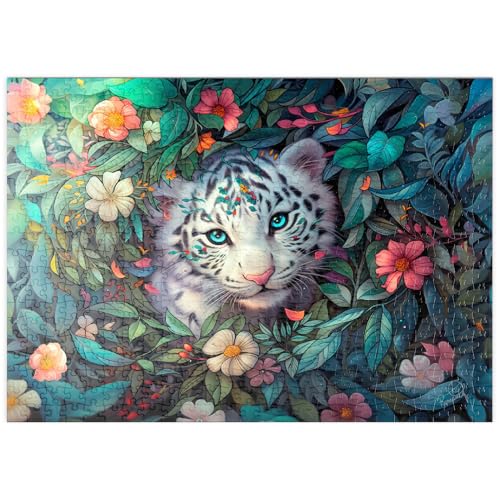 MyPuzzle Weißes Tigerjunges umgeben von bunten Dschungelblumen - Premium 500 Teile Puzzle - MyPuzzle Sonderkollektion von Puzzle Galaxy MyPuzzle Weißes Tigerjunges umgeben von bunten Dschungelblumen - Premium 500 Teile Puzzle - MyPuzzle Sonderkollektion von Puzzle Galaxy von MyPuzzle.com