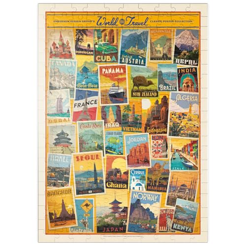 MyPuzzle World Travel: Collage Print, Vintage Poster - Premium 200 Teile Puzzle - MyPuzzle Sonderkollektion von Anderson Design Group von MyPuzzle.com