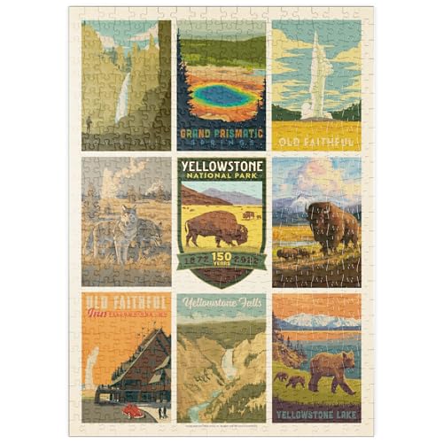 MyPuzzle Yellowstone National Park: 150th Anniversary Commemorative Print, Vintage Poster - Premium 500 Teile Puzzle - MyPuzzle Sonderkollektion von Anderson Design Group von MyPuzzle.com