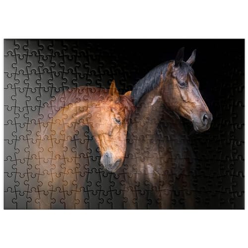 MyPuzzle Zwei Pferde vor schwarzem Hintergrund - Premium 200 Teile Puzzle - MyPuzzle Sonderkollektion von Puzzle Galaxy MyPuzzle Zwei Pferde vor schwarzem Hintergrund - Premium 200 Teile Puzzle - MyPuzzle Sonderkollektion von Puzzle Galaxy von MyPuzzle.com