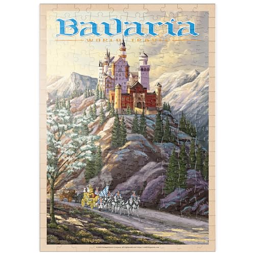Neuschwanstein Castle, Germany - Whispers of Winter's Fantasy, Vintage Travel Poster - Premium 200 Teile Puzzle - MyPuzzle Sonderkollektion von Havana Puzzle Company von MyPuzzle.com