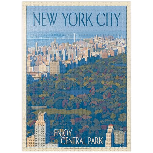 New York City: Enjoy Central Park, Vintage Poster - Premium 1000 Teile Puzzle für Erwachsene von MyPuzzle.com