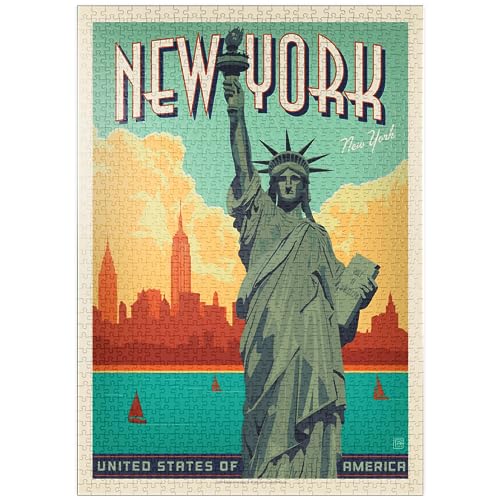 New York City: Lady Liberty, Vintage Poster - Premium 1000 Teile Puzzle - MyPuzzle Sonderkollektion von Anderson Design Group von MyPuzzle.com
