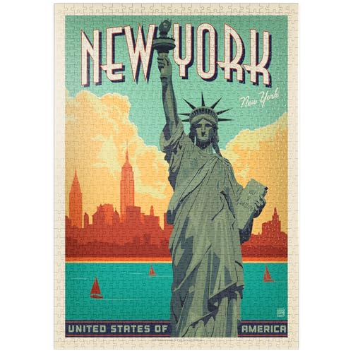 New York City: Lady Liberty, Vintage Poster - Premium 1000 Teile Puzzle - MyPuzzle Sonderkollektion von Anderson Design Group von MyPuzzle.com