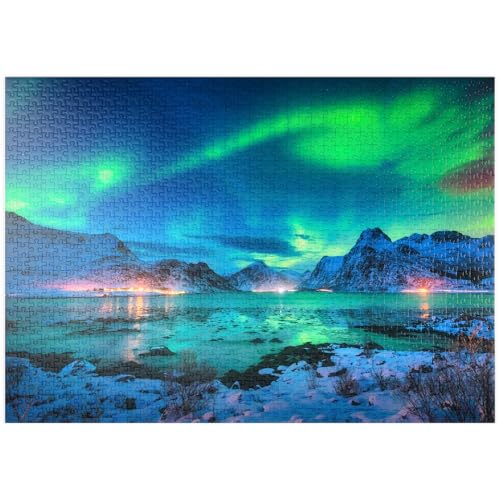 MyPuzzle Nordlichter (Aurora Borealis) auf den Lofoten-Inseln, Norwegen - Premium 1000 Teile Puzzle - MyPuzzle Sonderkollektion von Puzzle Galaxy von MyPuzzle.com