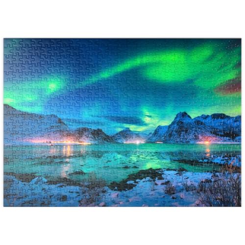 MyPuzzle Nordlichter (Aurora Borealis) auf den Lofoten-Inseln, Norwegen - Premium 500 Teile Puzzle - MyPuzzle Sonderkollektion von Puzzle Galaxy von MyPuzzle.com